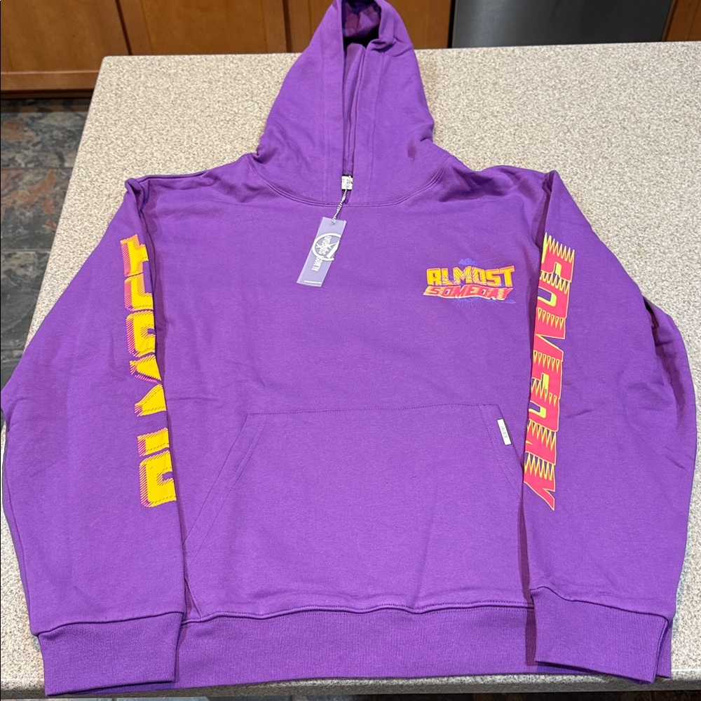 ALMOST SOMEDAY “LO-FI” HOODIE, PURPLE, SIZE L, NWT!